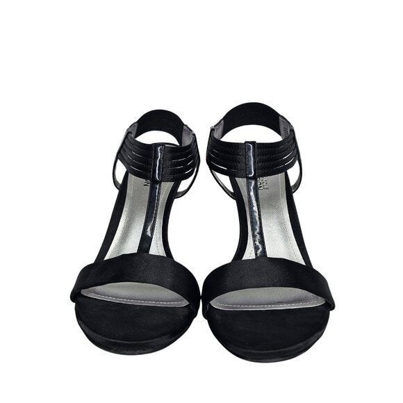 KENNETH COLE REACTION "Know Way" Black Satin T-Strap Heels | US 8.5 | $129 - Picture 2 of 7